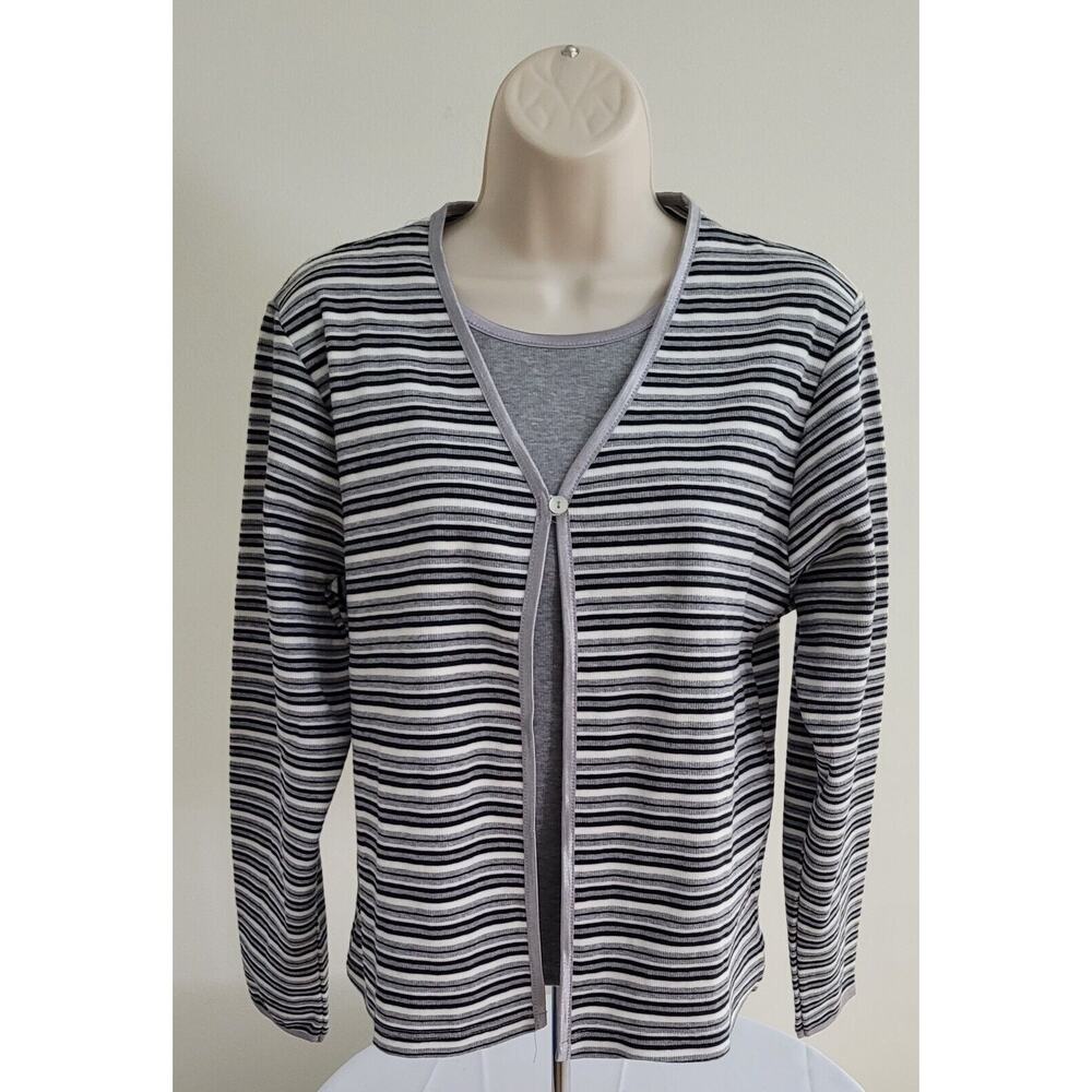JASON MAXWELL Striped Long Sleeve 1 piece Cardigan/Shell Combo--Sz S NEW!!!!